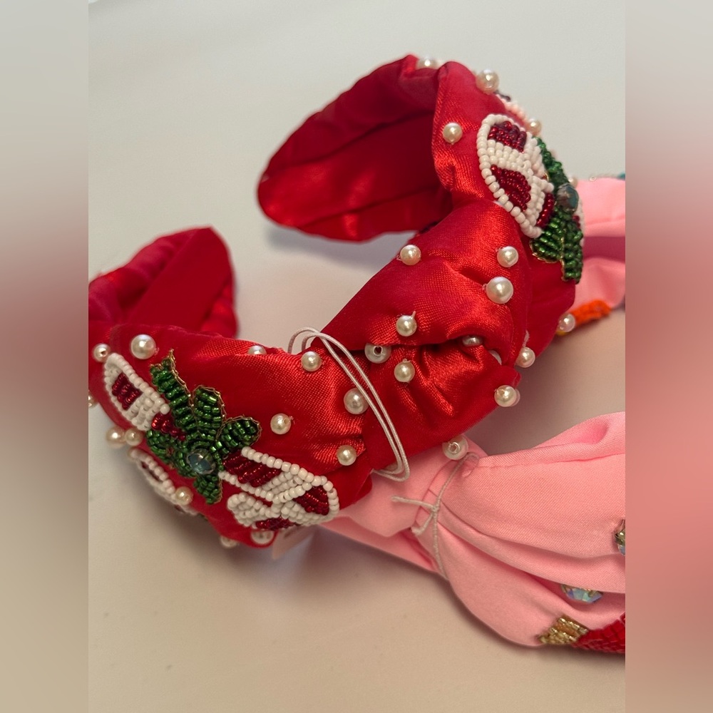 Festive Beaded Headbands with Pearls Set of TWO New With Tags Christmas Headband - Picture 12 of 12